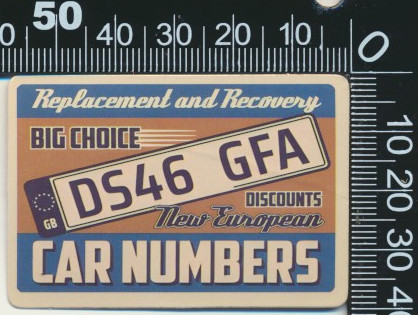 Other Car Numbers Car Numbers - Replaceme and recovery